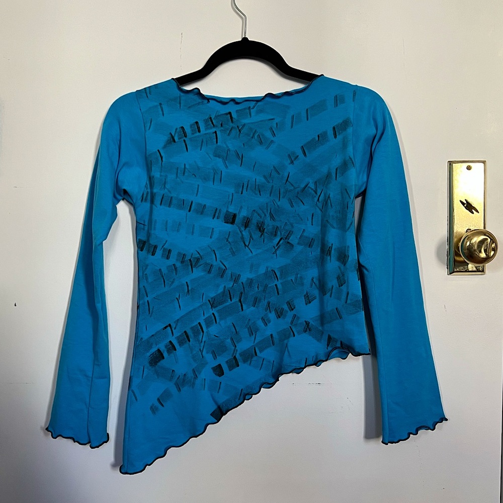 Hand painted, handmade asymmetrical top